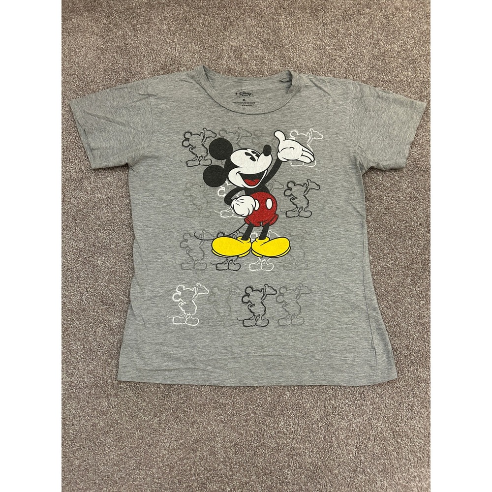 Disney Store Mickey Mouse T-Shirt Womens Medium Grey Excellent Graphic Tee